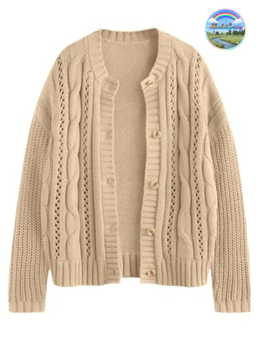 Cable Knit Cardigan Button Up Chunky Long Sleeve Cotton Sweater